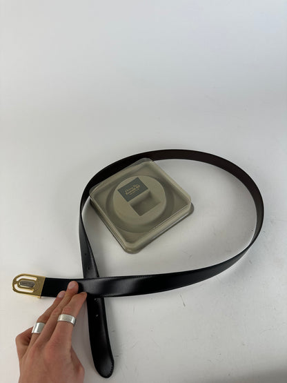 Vintage Dior Reversible Leather Belt Set Black Brown