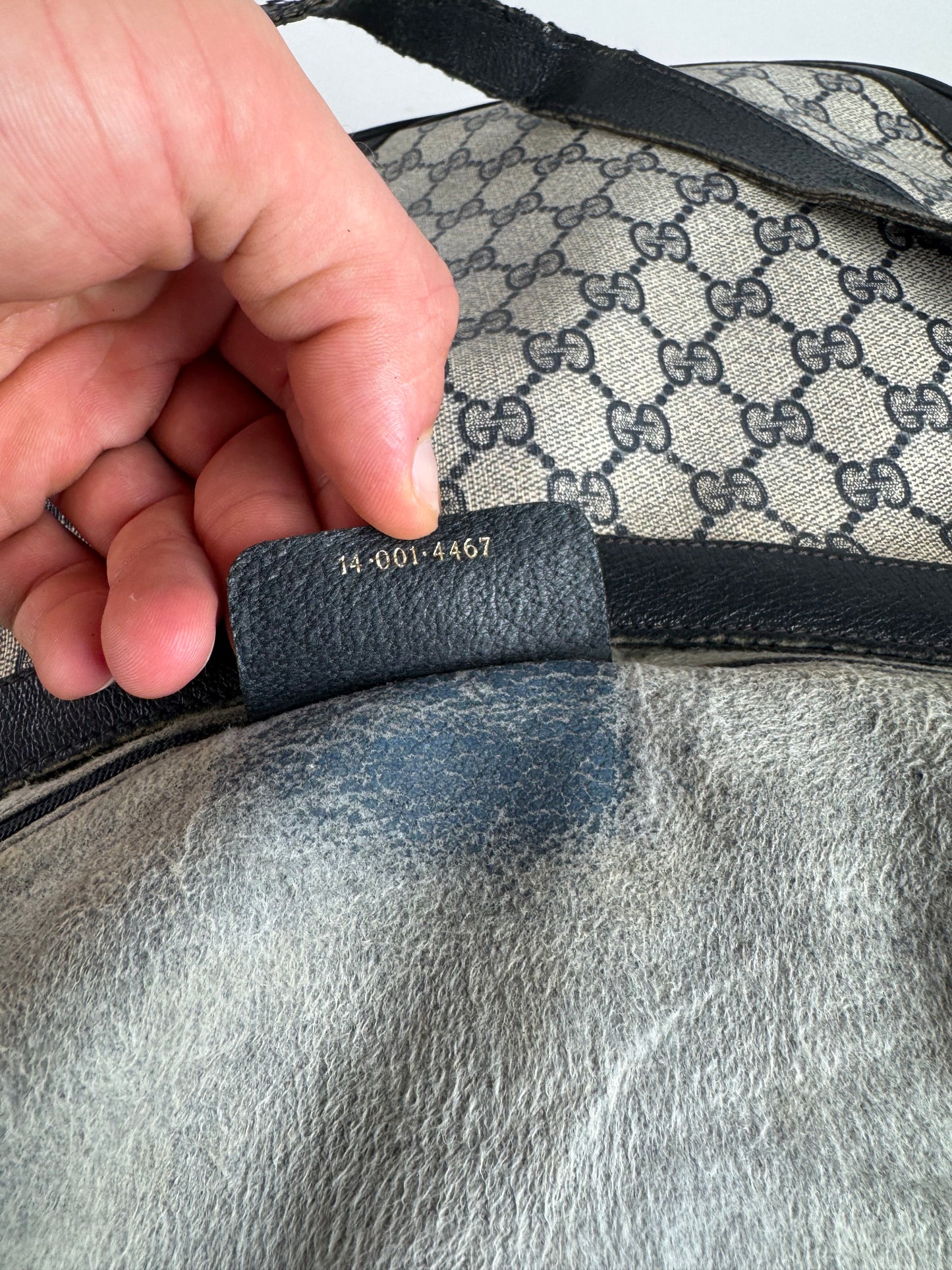 Vintage Gucci 2Way Ophidia Leather Bag grey Navy