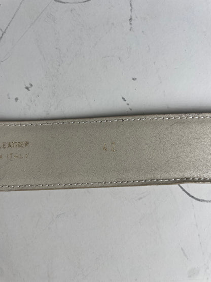 Vintage Fendi Leather F Logo Belt Cream Gold