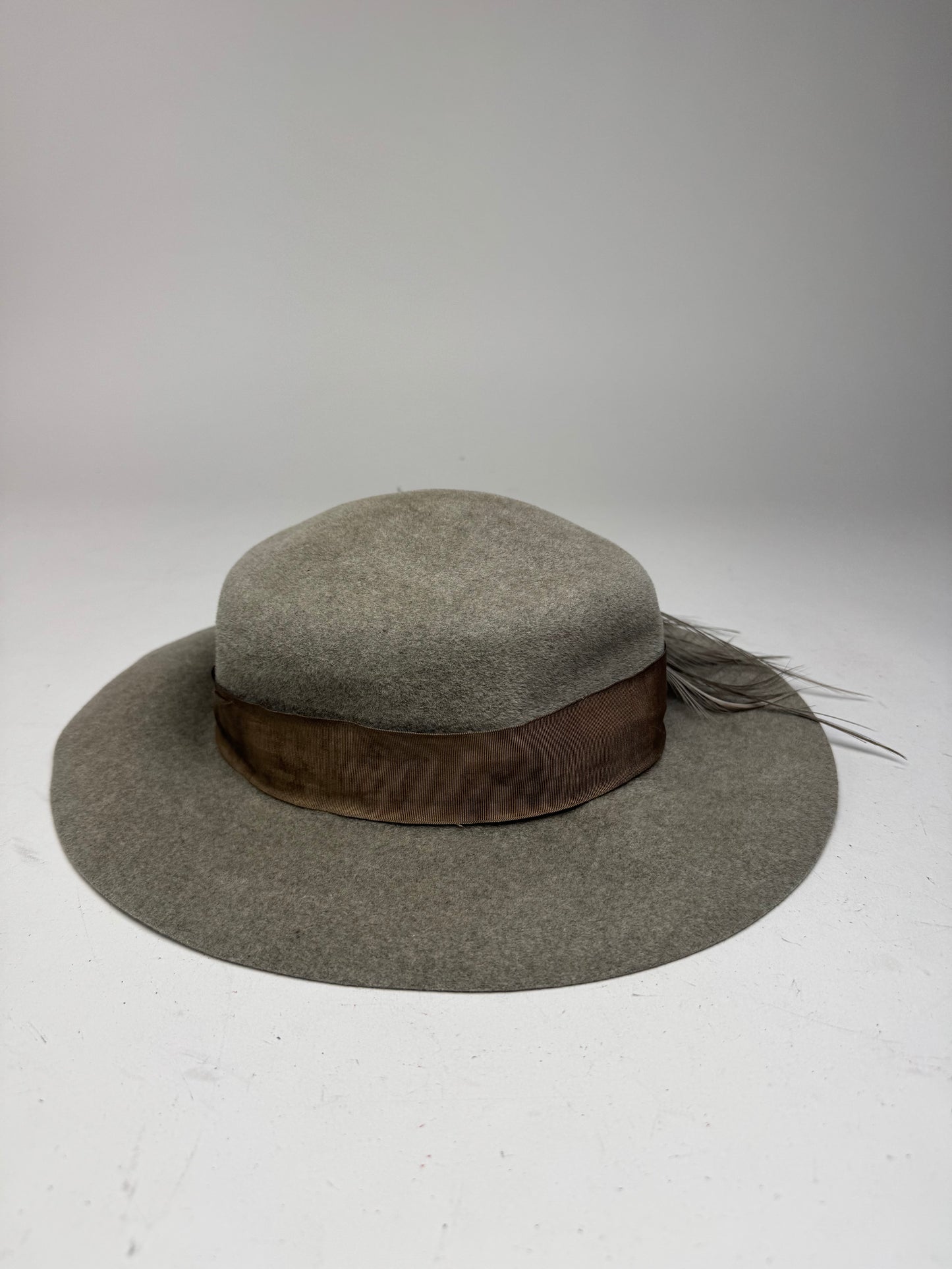 Vintage Jil Sander Wool Feather Hat Grey