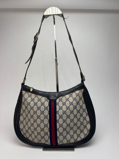Vintage Gucci 2Way Ophidia Leather Bag grey Navy