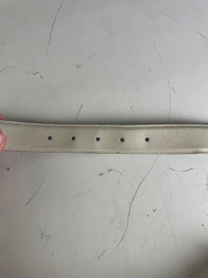 Vintage Fendi Leather F Logo Belt Cream Gold