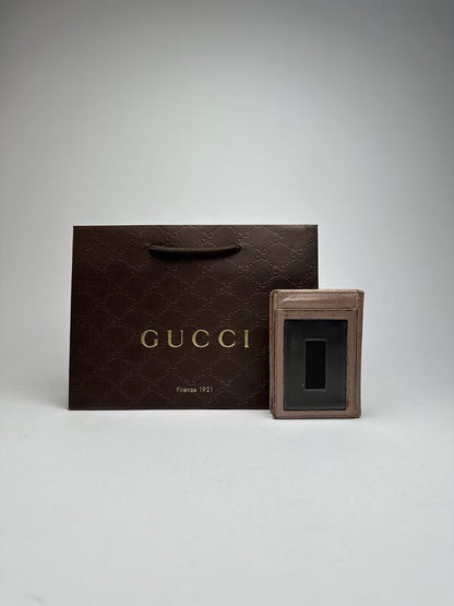 Porte-cartes vintage Gucci monogramme rose métallisé