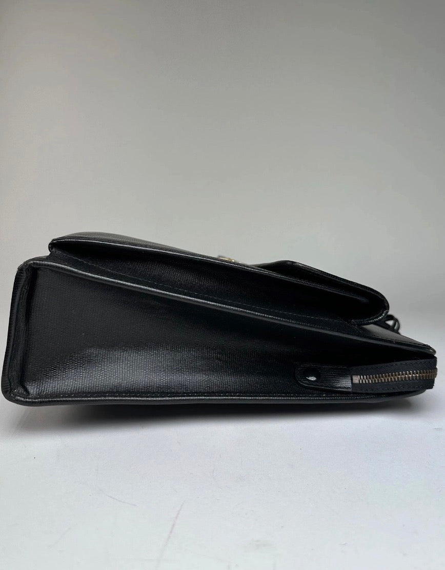 Celine Vintage Leather Briefcase Black