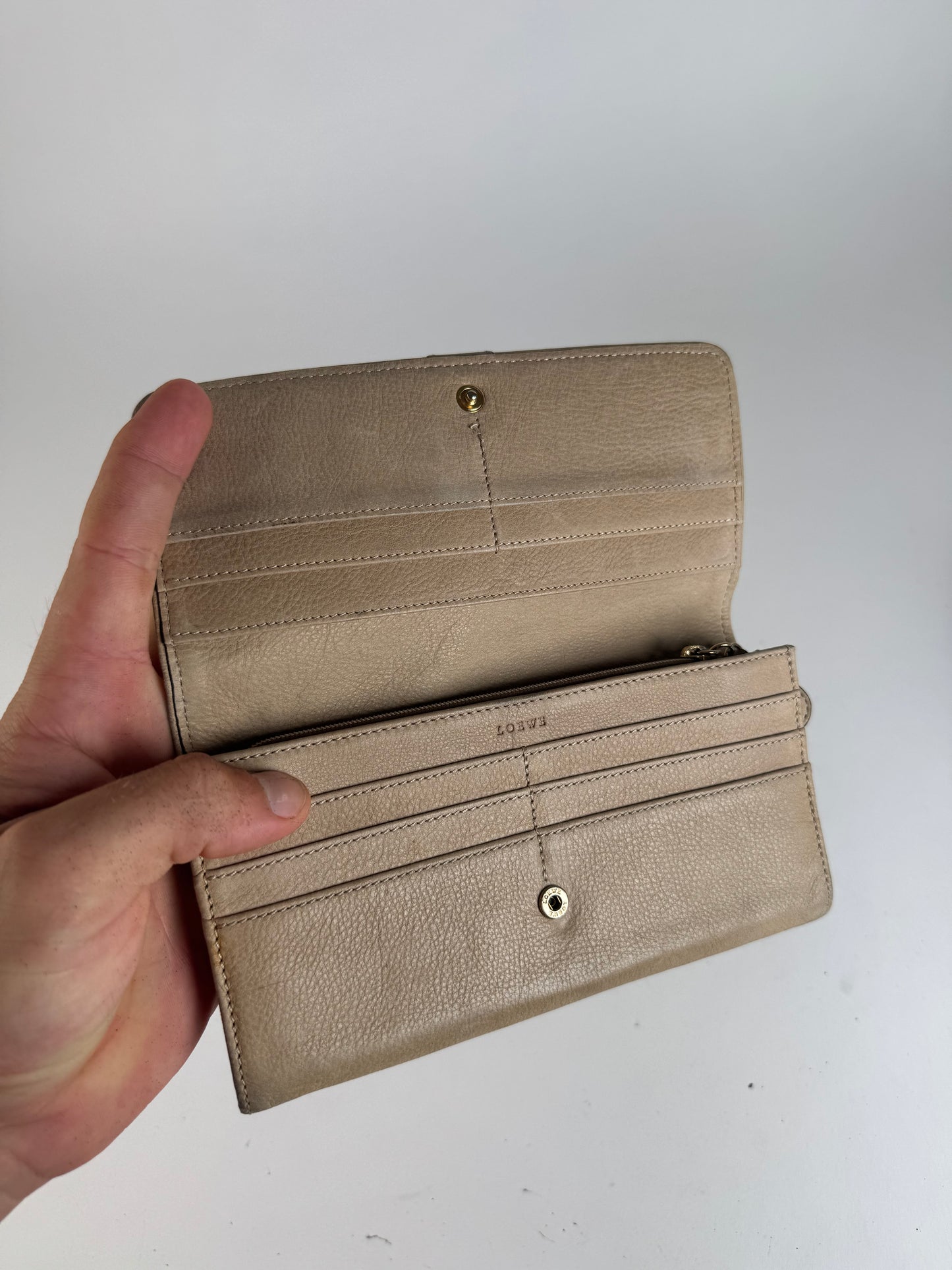 Vintage Loewe Madrid Anagram Leather wallet beige