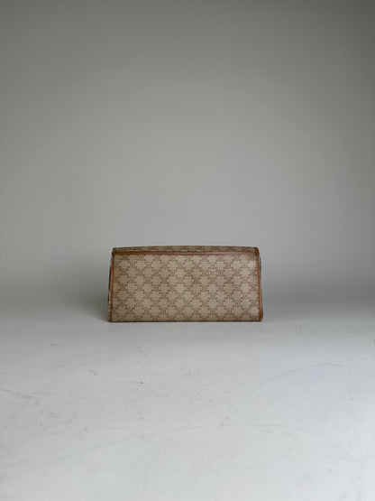 Vintage Celine Macadam Canvas Wallet Beige Brown Gold
