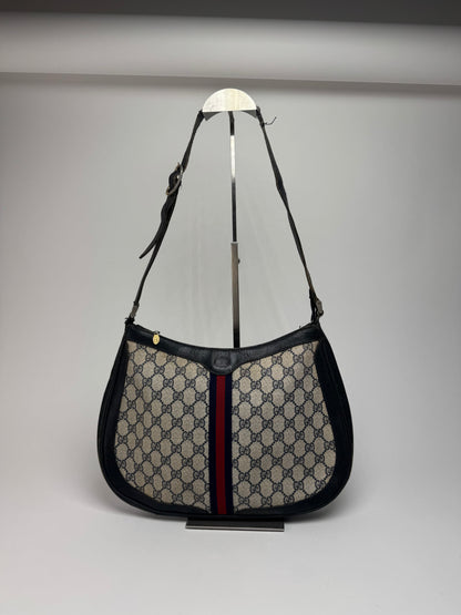 Vintage Gucci 2Way Ophidia Leather Bag grey Navy