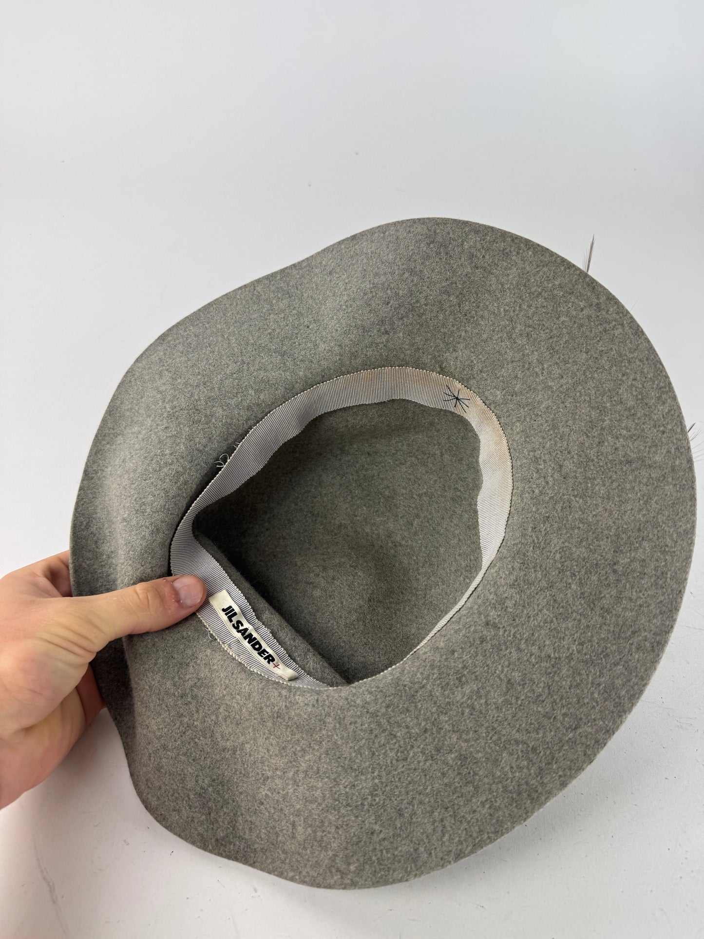 Vintage Jil Sander Wool Feather Hat Grey