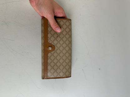 Vintage Celine Macadam Canvas Wallet Beige Brown Gold