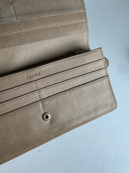 Vintage Loewe Madrid Anagram Leather wallet beige