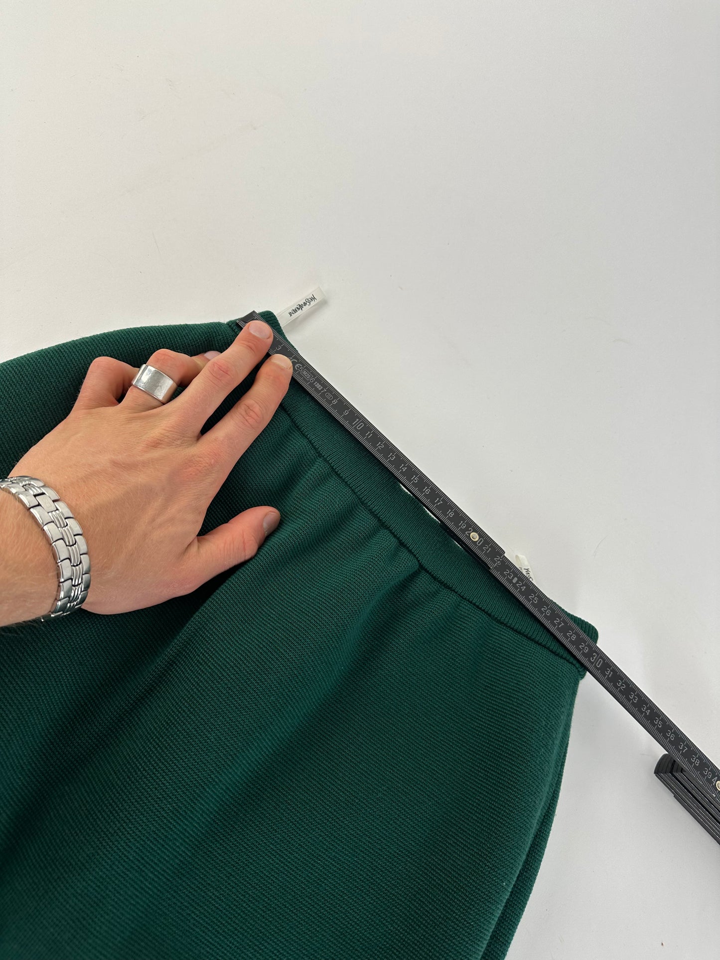 Vintage Yves Saint Laurent Forest Green Wool Pencil Skirt