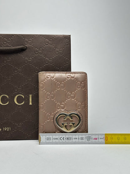 Porte-cartes vintage Gucci monogramme rose métallisé