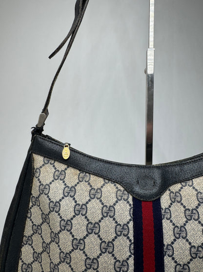 Vintage Gucci 2Way Ophidia Leather Bag grey Navy