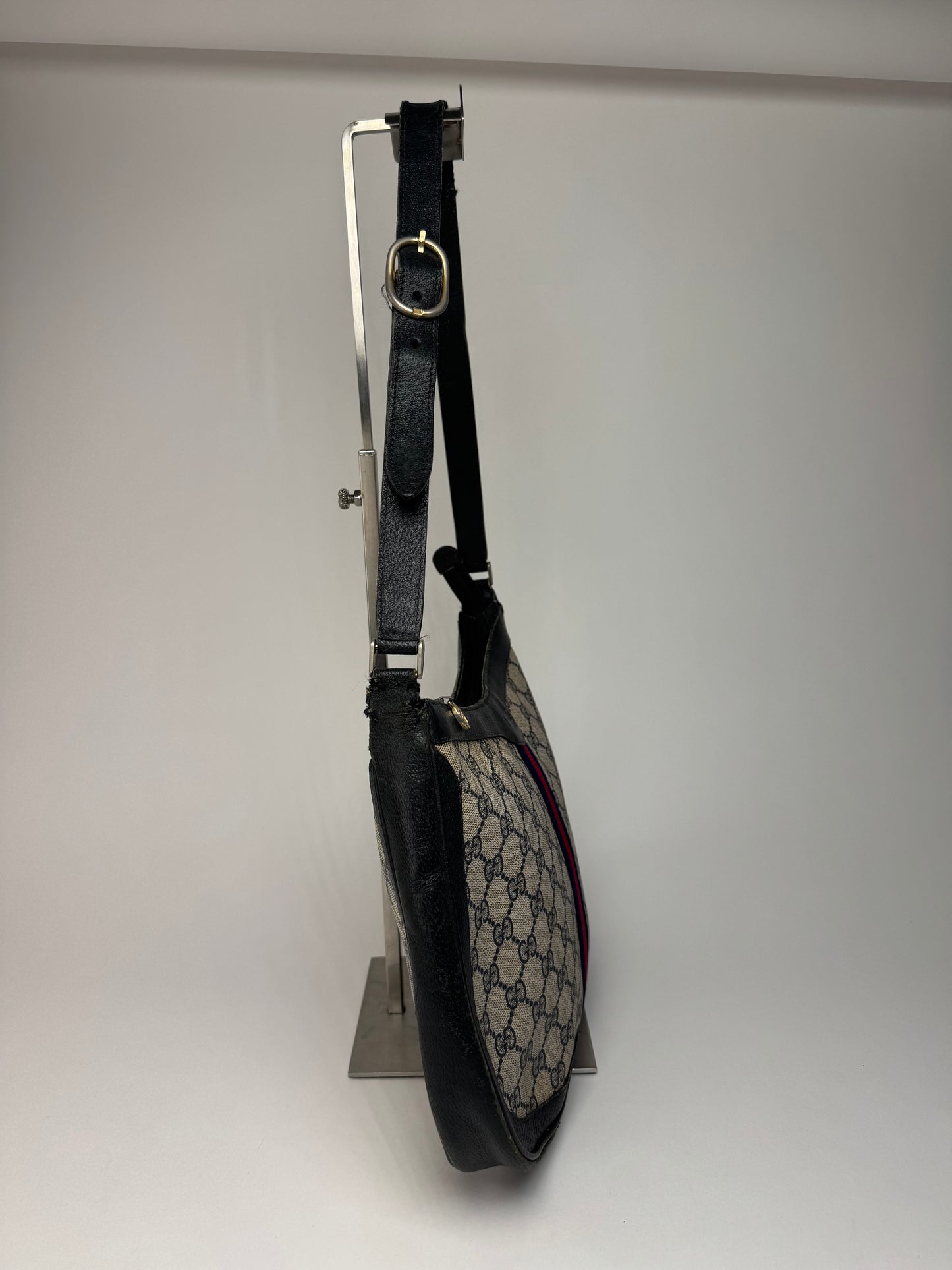 Vintage Gucci 2Way Ophidia Leather Bag grey Navy