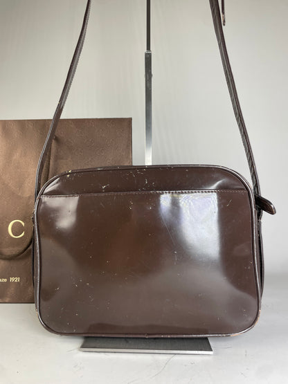 Vintage Gucci Soho Leather Crossbody Bag Dark Brown Gold