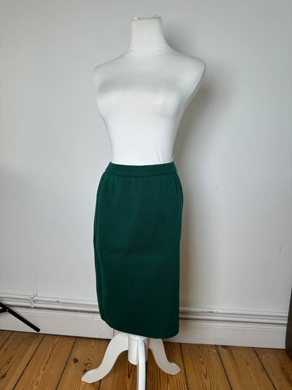 Vintage Yves Saint Laurent Forest Green Wool Pencil Skirt