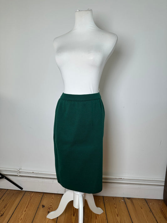 Vintage Yves Saint Laurent Forest Green Wool Pencil Skirt