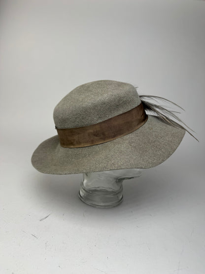 Vintage Jil Sander Wool Feather Hat Grey