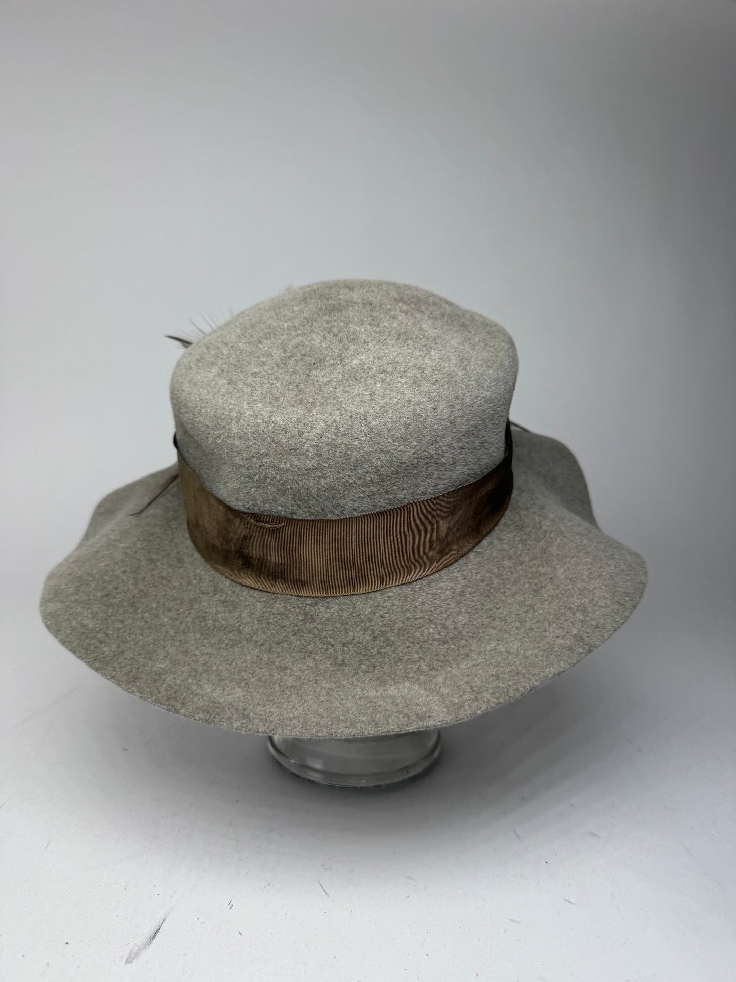 Vintage Jil Sander Wool Feather Hat Grey