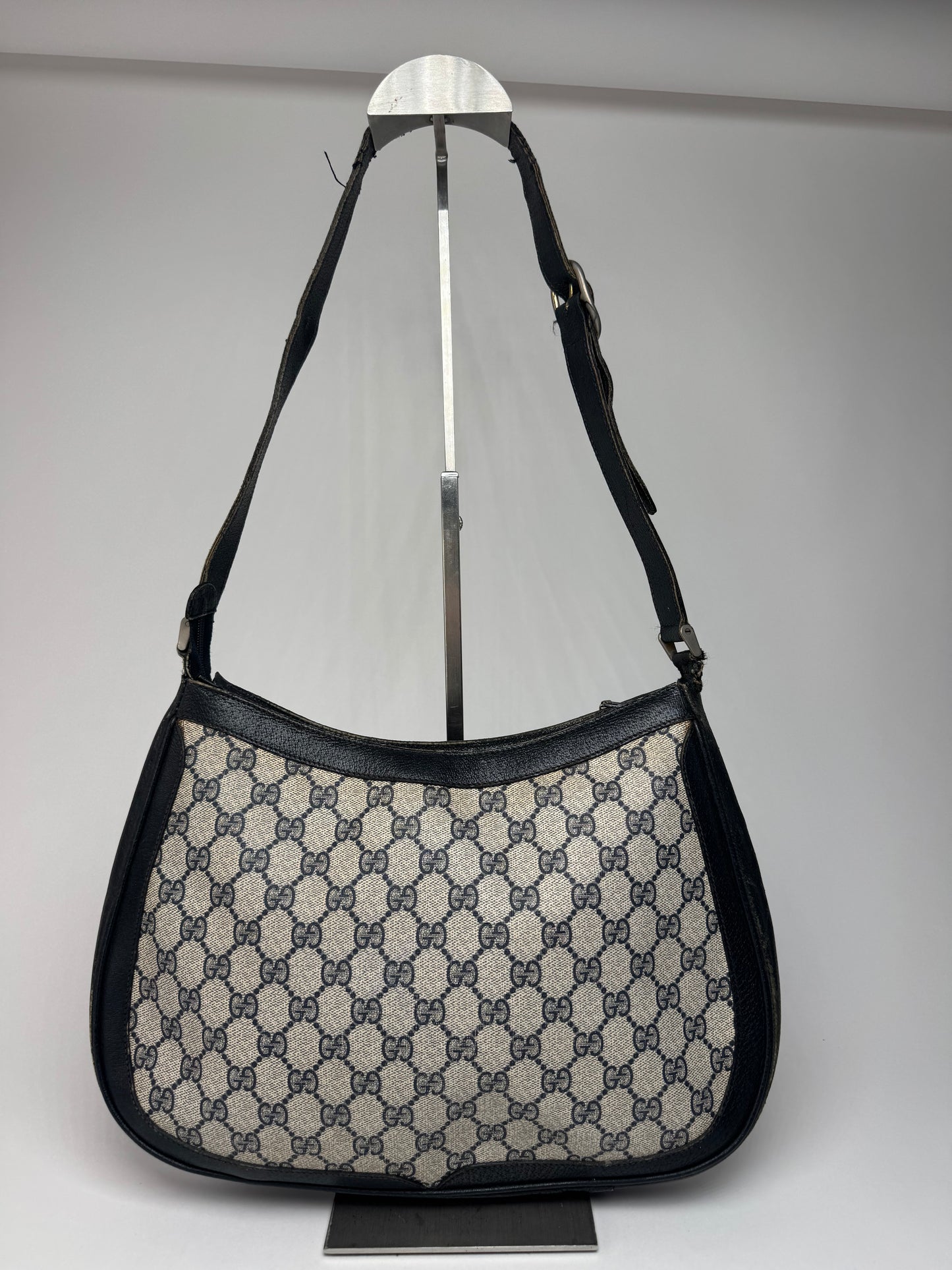 Vintage Gucci 2Way Ophidia Leather Bag grey Navy