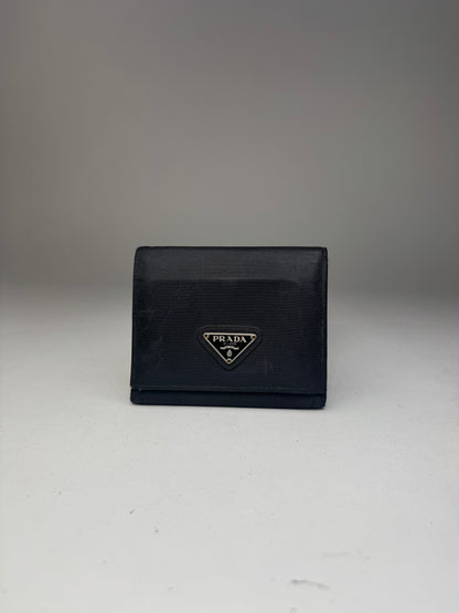 Vintage Prada Triangle Polyester leather wallet black