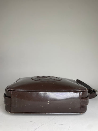 Vintage Gucci Soho Leather Crossbody Bag Dark Brown Gold