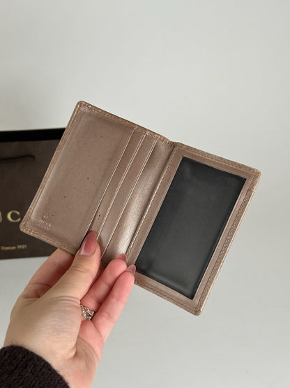 Porte-cartes vintage Gucci monogramme rose métallisé