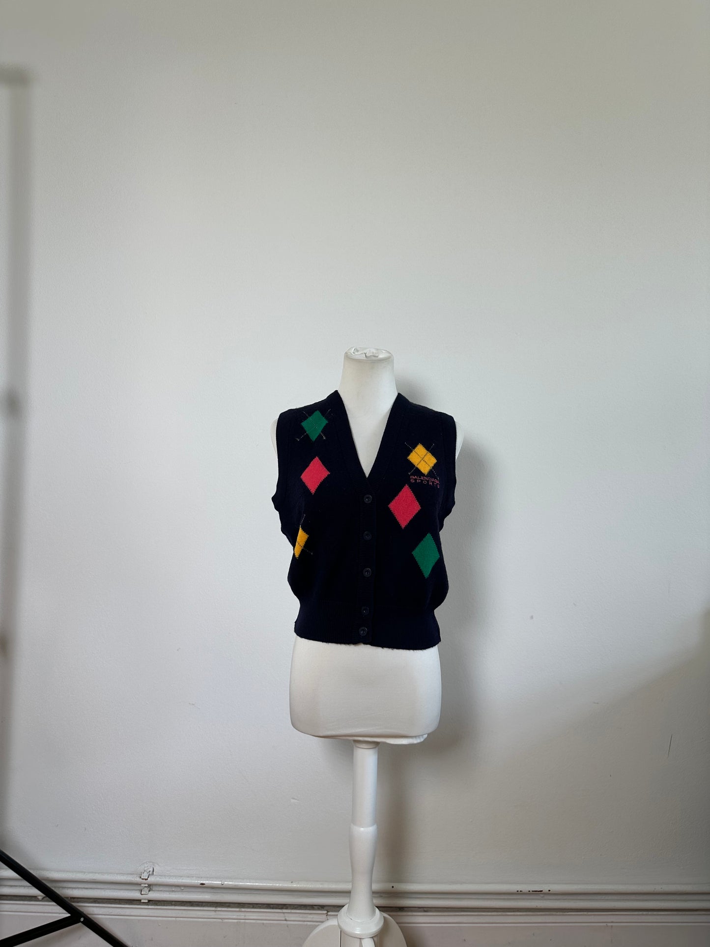 Vintage Balenciaga Sports Wool Sweater Vest Navy M