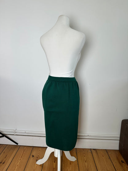Vintage Yves Saint Laurent Forest Green Wool Pencil Skirt