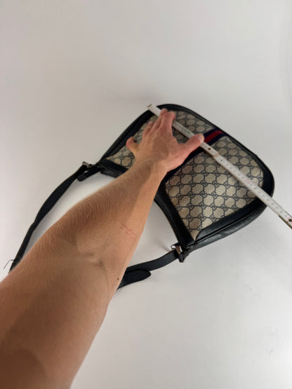 Vintage Gucci 2Way Ophidia Leather Bag grey Navy