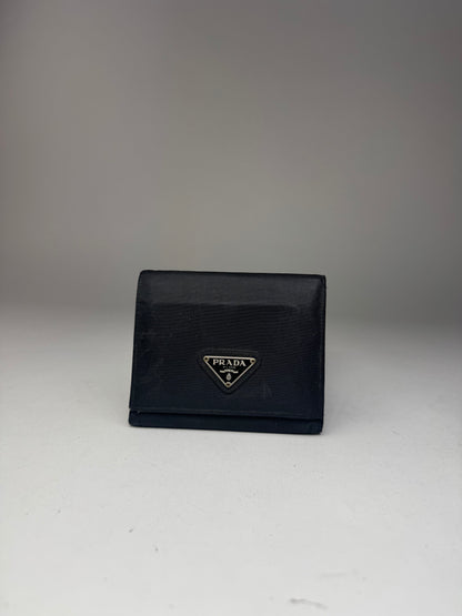 Vintage Prada Triangle Polyester leather wallet black