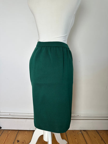 Vintage Yves Saint Laurent Forest Green Wool Pencil Skirt