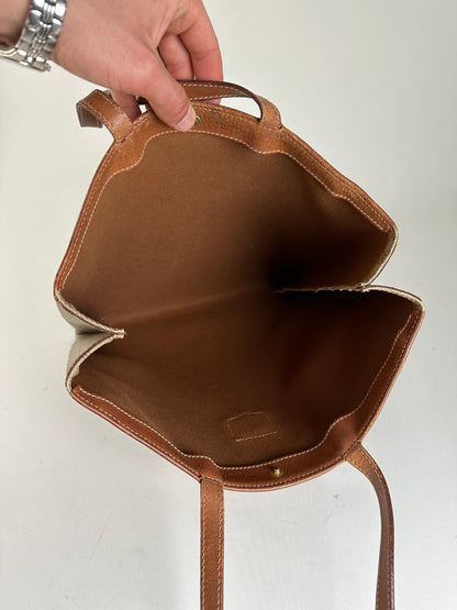 Vintage Celine Macadam Canvas Tote Bag Beige