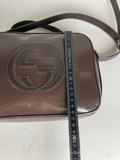 Vintage Gucci Soho Leather Crossbody Bag Dark Brown Gold