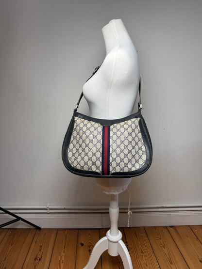 Vintage Gucci 2Way Ophidia Leather Bag grey Navy