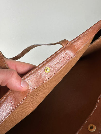 Vintage Celine Macadam Canvas Tote Bag Beige