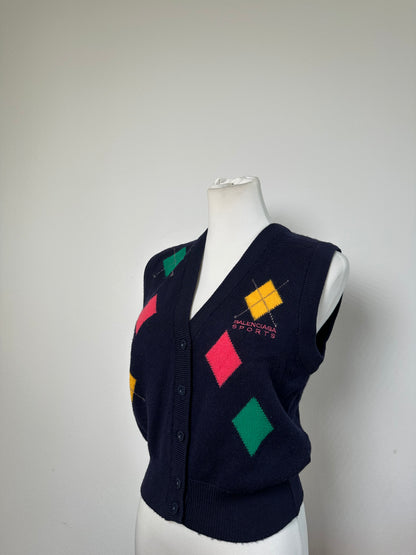 Vintage Balenciaga Sports Wool Sweater Vest Navy M