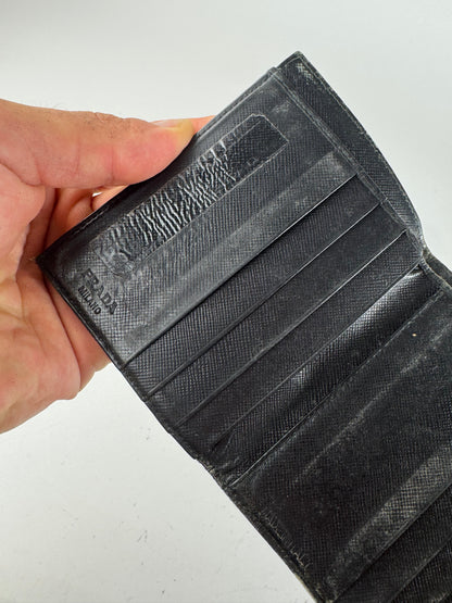 Vintage Prada Triangle Polyester leather wallet black