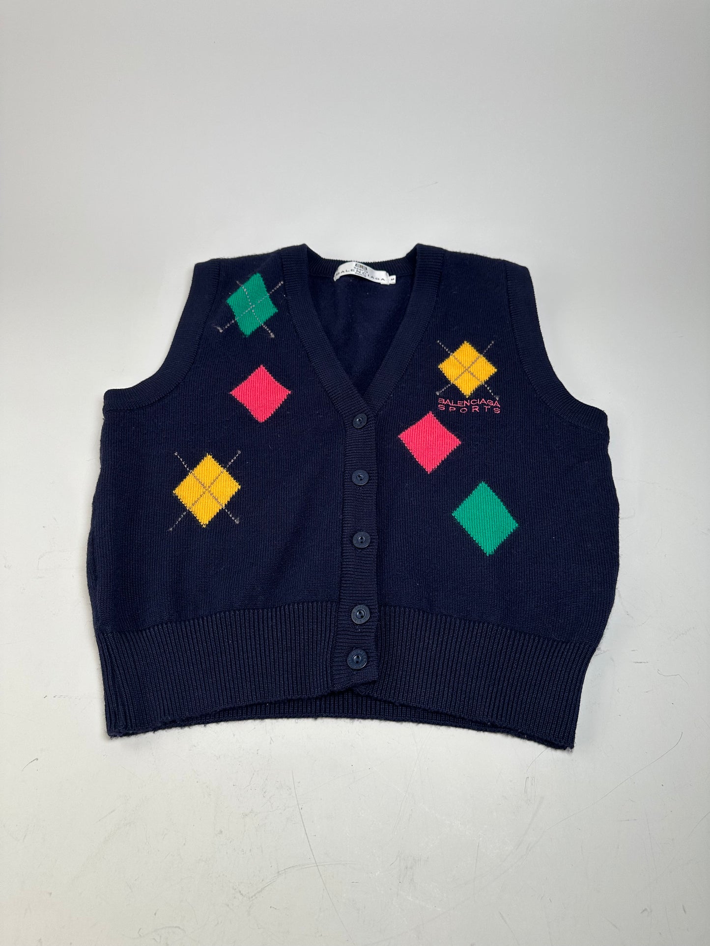 Vintage Balenciaga Sports Wool Sweater Vest Navy M