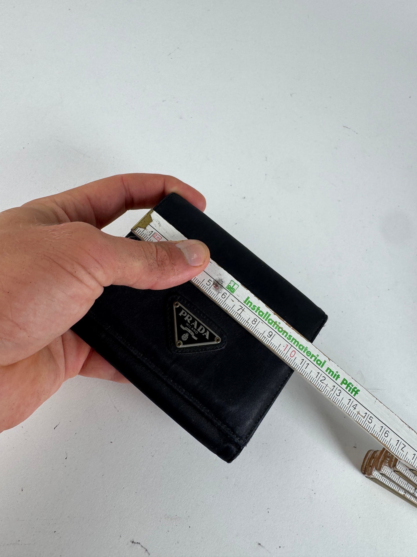 Vintage Prada Triangle Polyester leather wallet black