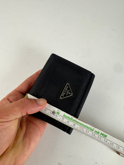 Vintage Prada Triangle Polyester leather wallet black
