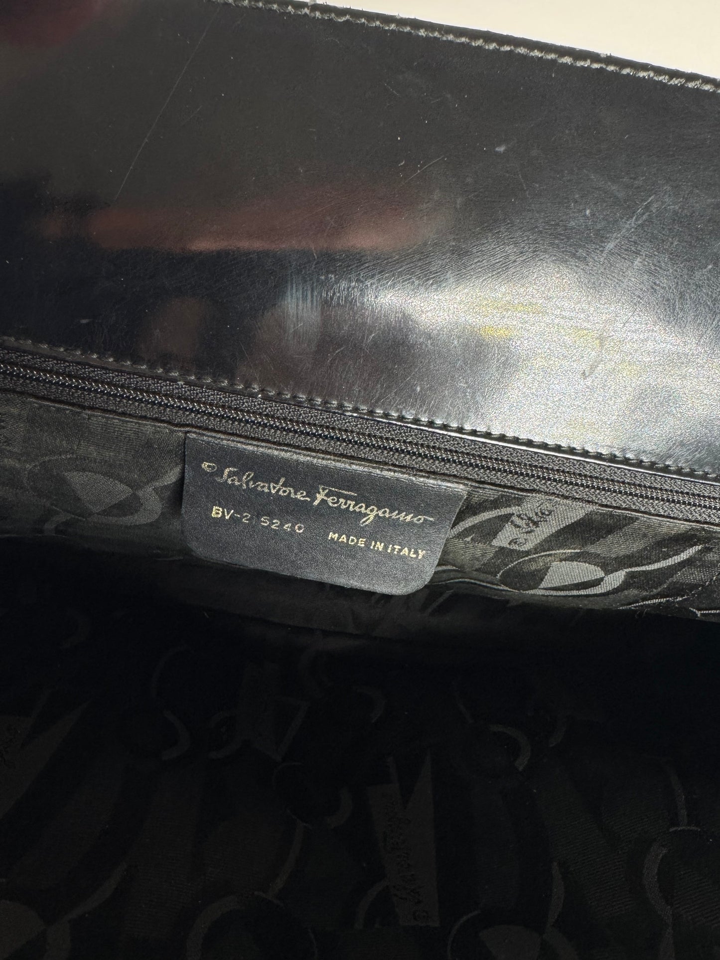 Vintage  Salvatore Ferragamo Patent Leather Bag Black