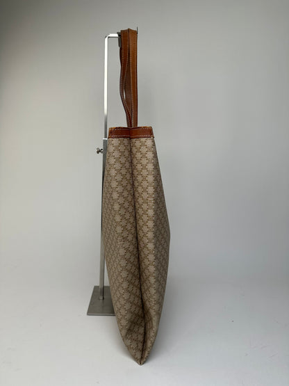 Vintage Celine Macadam Canvas Tote Bag Beige