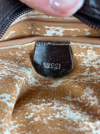 Vintage Gucci Soho Leather Crossbody Bag Dark Brown Gold