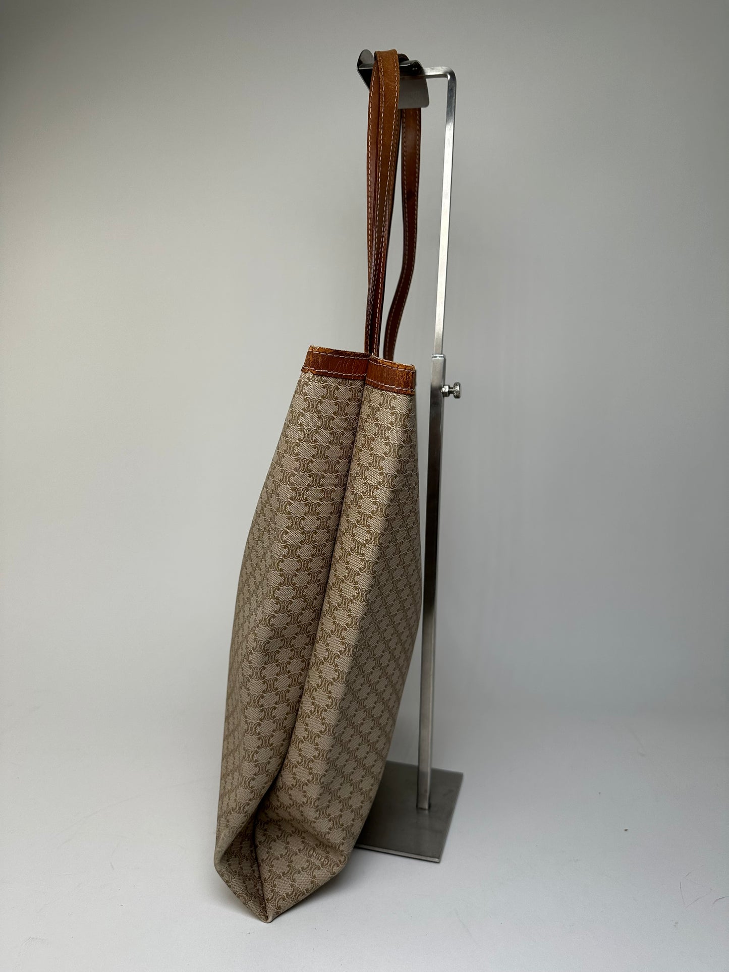 Vintage Celine Macadam Canvas Tote Bag Beige