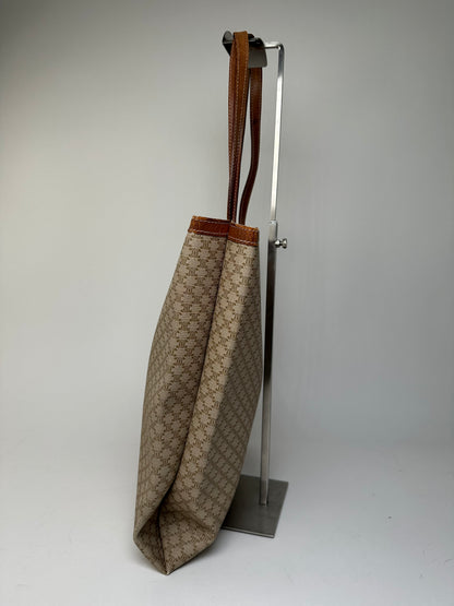 Vintage Celine Macadam Canvas Tote Bag Beige