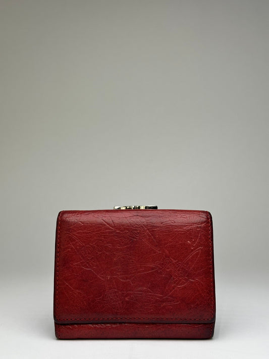 Vintage Vivienne Westwood Textured Leather Bifold Wallet Red