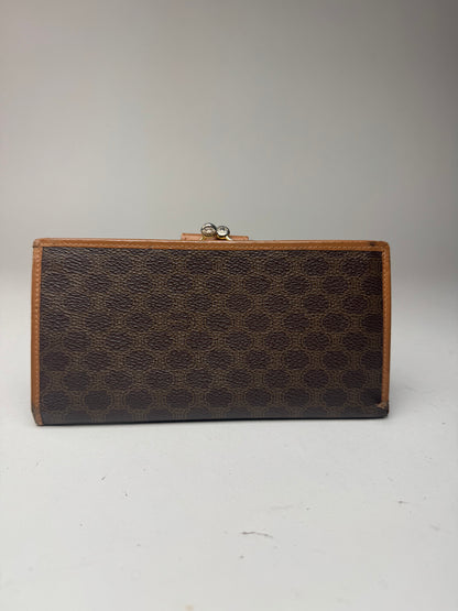 Vintage Celine Paris Triomphe Monogram Leather wallet brown