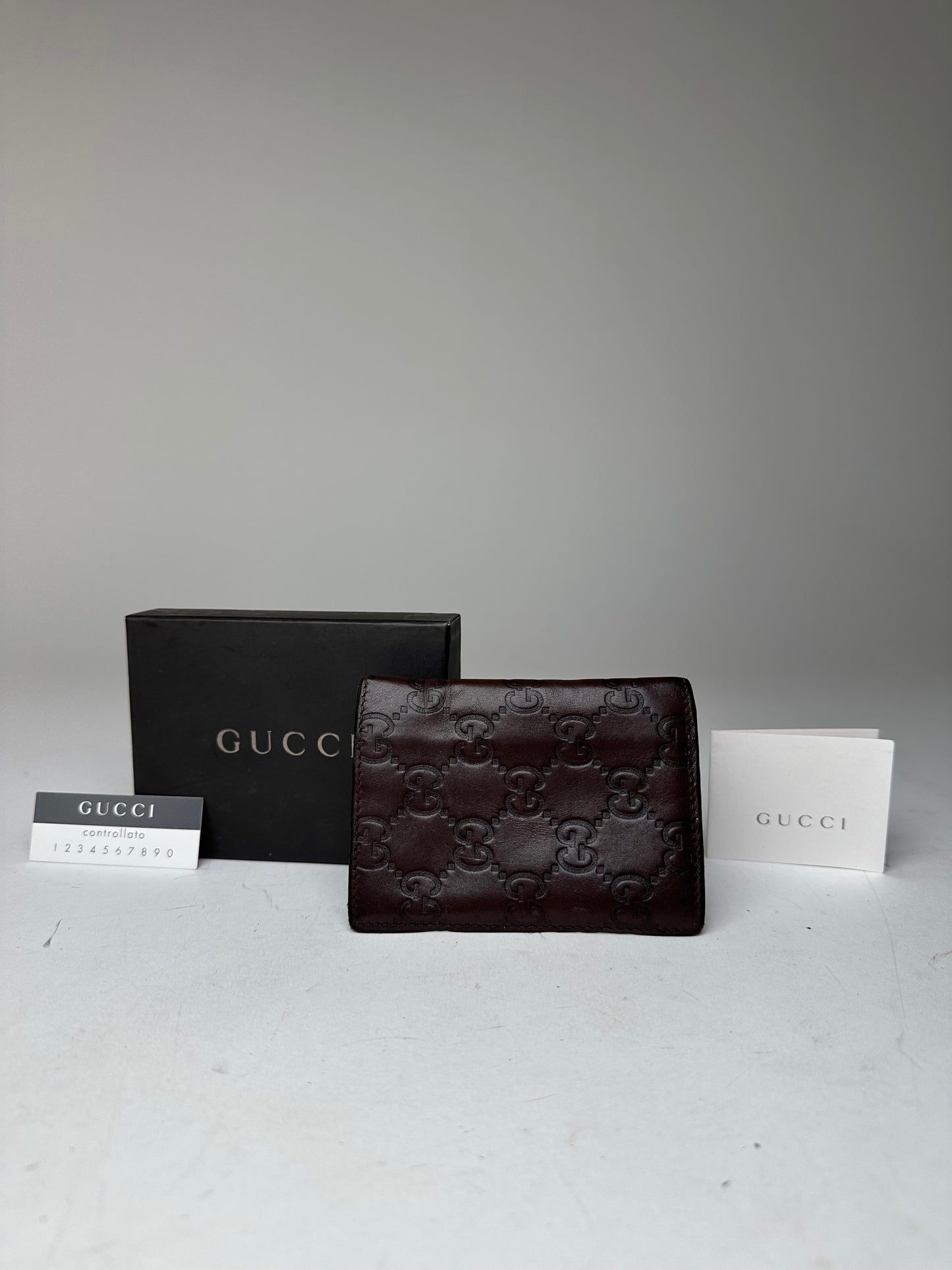 Vintage Gucci Monogram Leather Card Holder Brown