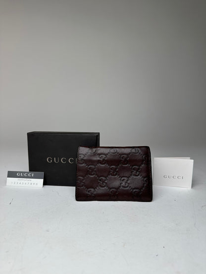 Vintage Gucci Monogram Leather Card Holder Brown
